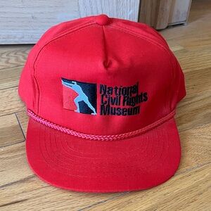 VTG National Civil Rights Museum Rope Hat Snapback Red 80s Stitched Logo Memphis